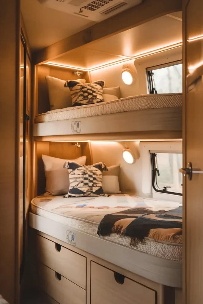 LED Strip Lighting Traces The Bunk Ceiling