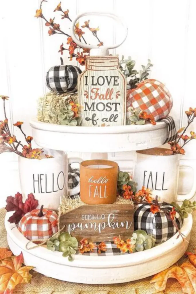 Mason Jar Sign With Buffalo Check Pumpkins