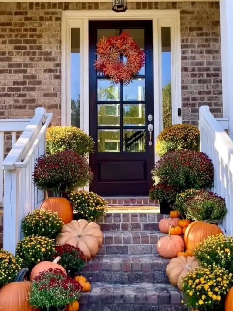 Matching Mums Line The Steps