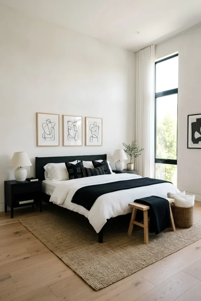Minimalist Ebony and Ivory Sanctuary
