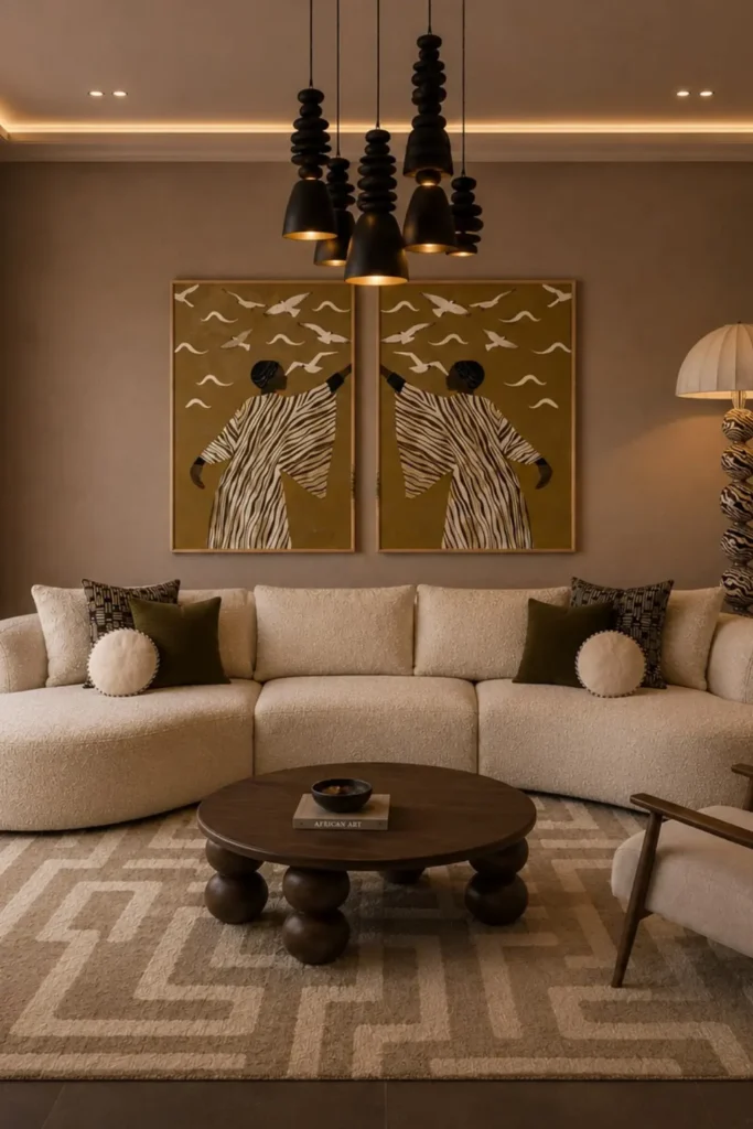 Mirrored Figures Anchor The Sofa