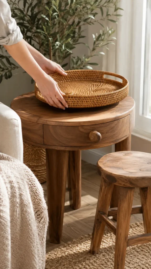 Mix In Natural Wood and Woven Pieces