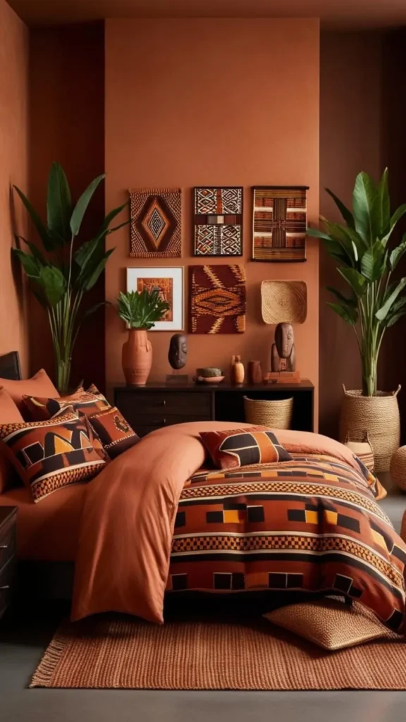 Monochrome Terracotta Print Bedroom