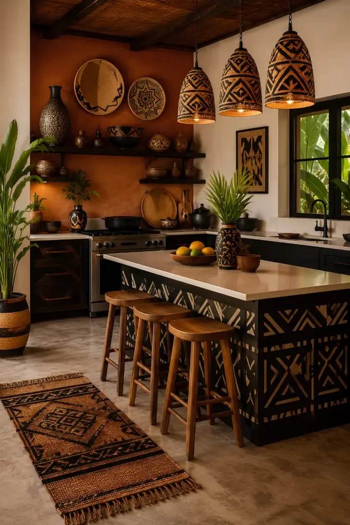 Mudcloth Pattern Kitchen Island