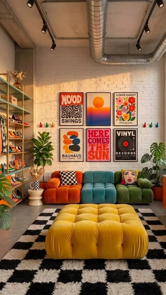 Multi-Color Sofa in One Row