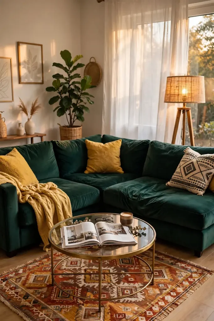Mustard Warms Deep Emerald Room