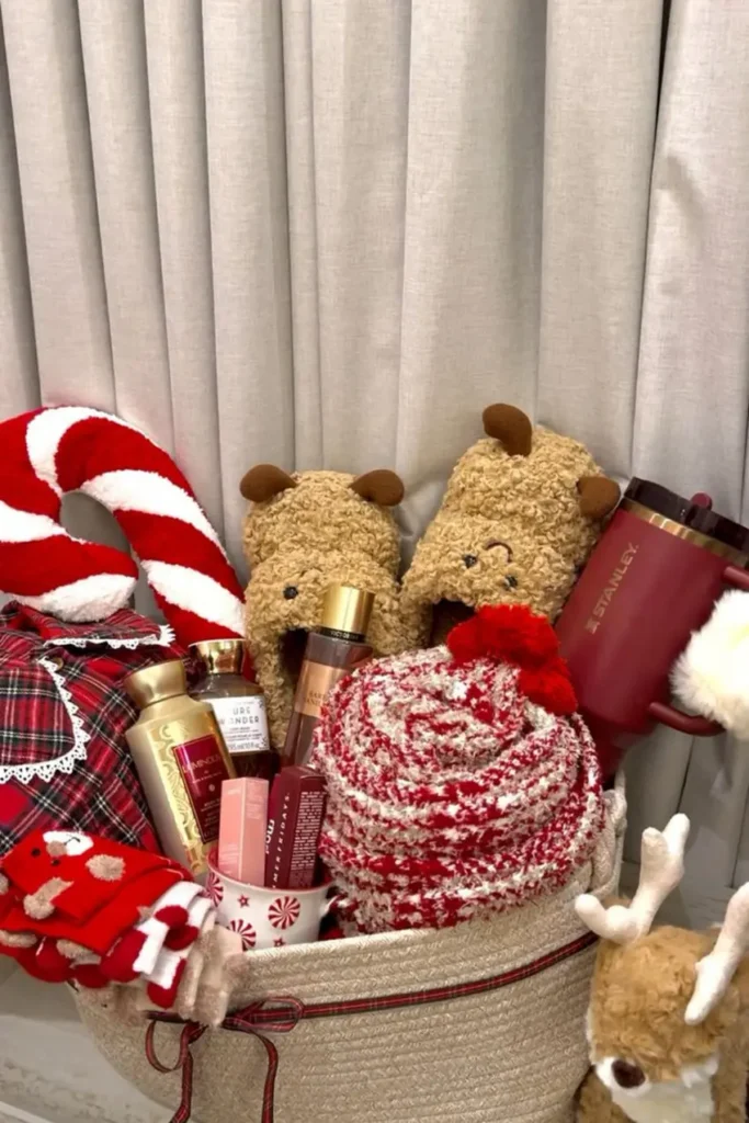 Neutral Tone Reindeer Slipper Basket