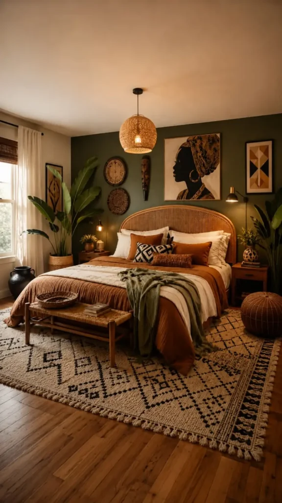 Olive Green Wall, Rattan Arch