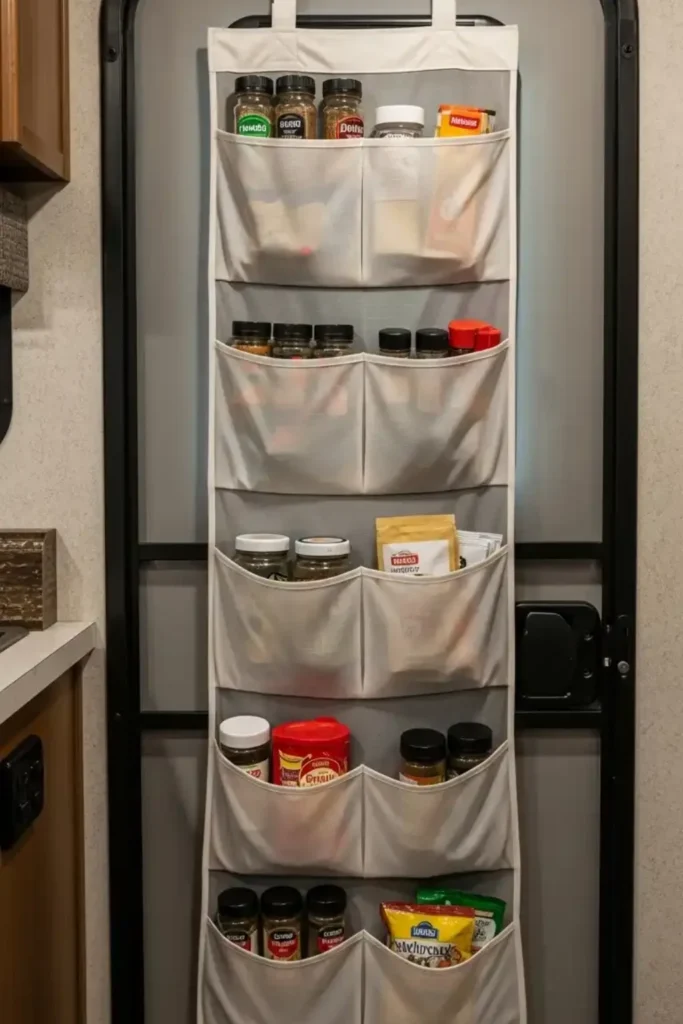 Over-Door Organizer Frees Shelf Space