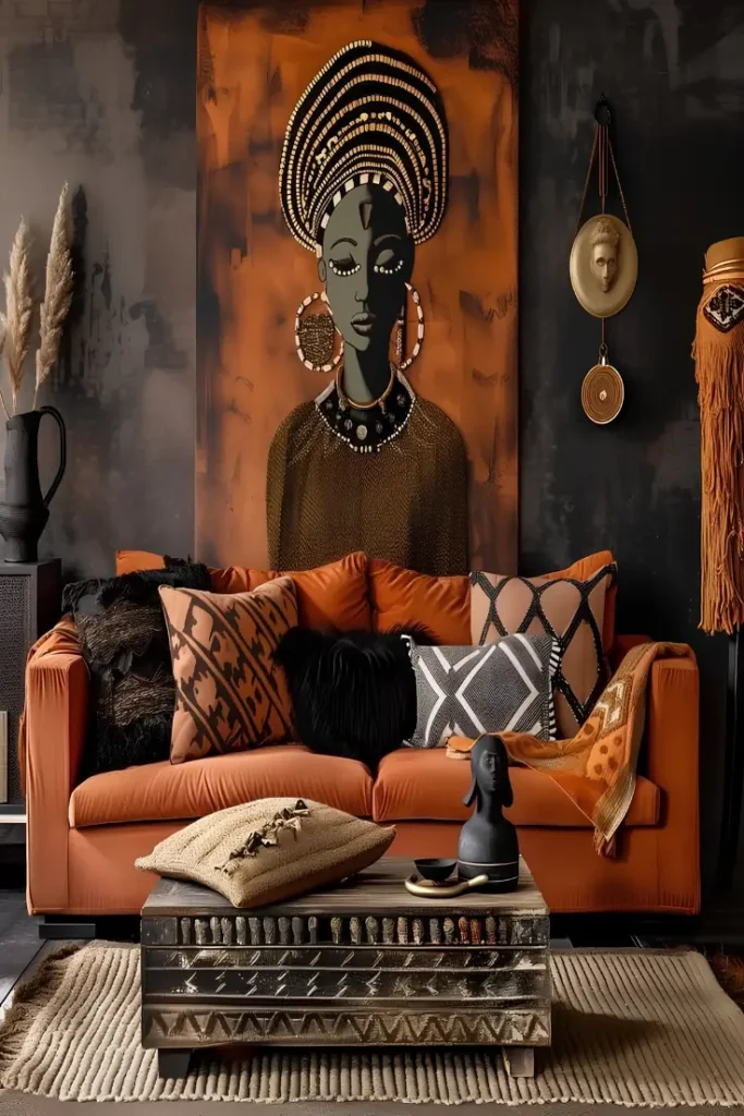 Oversized Portrait Anchors the Room