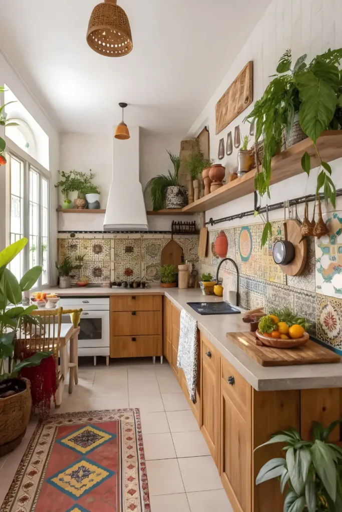 Painted Tile Backsplash Runs Wall to Wall