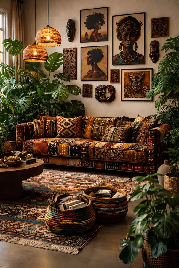 Pattern-On-Pattern Sofa Anchors The Room