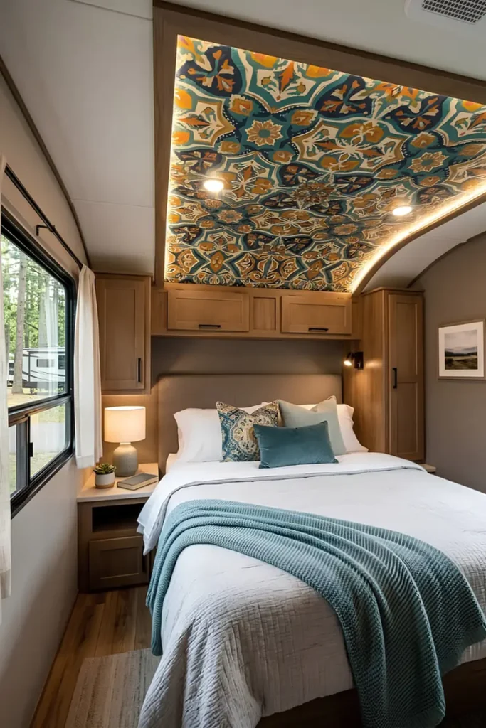 Patterned Ceiling Accent Bedroom