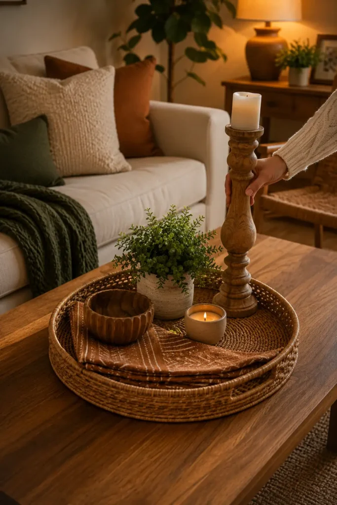 Place your tallest decor piece off center