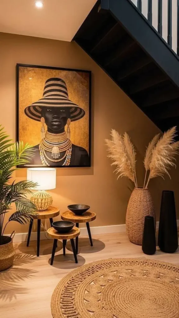 Portrait Art Beneath the Stairs