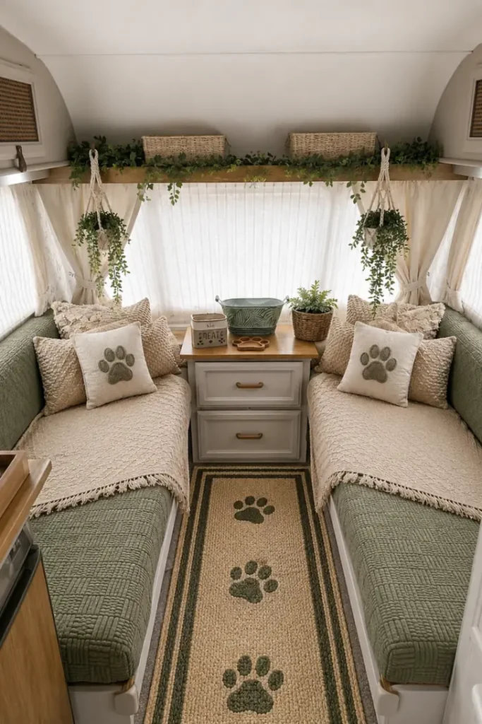 Quilted Slipcovers Over Bench Seats