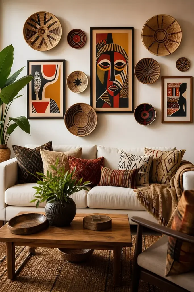 Ring Framed Art With Woven Baskets