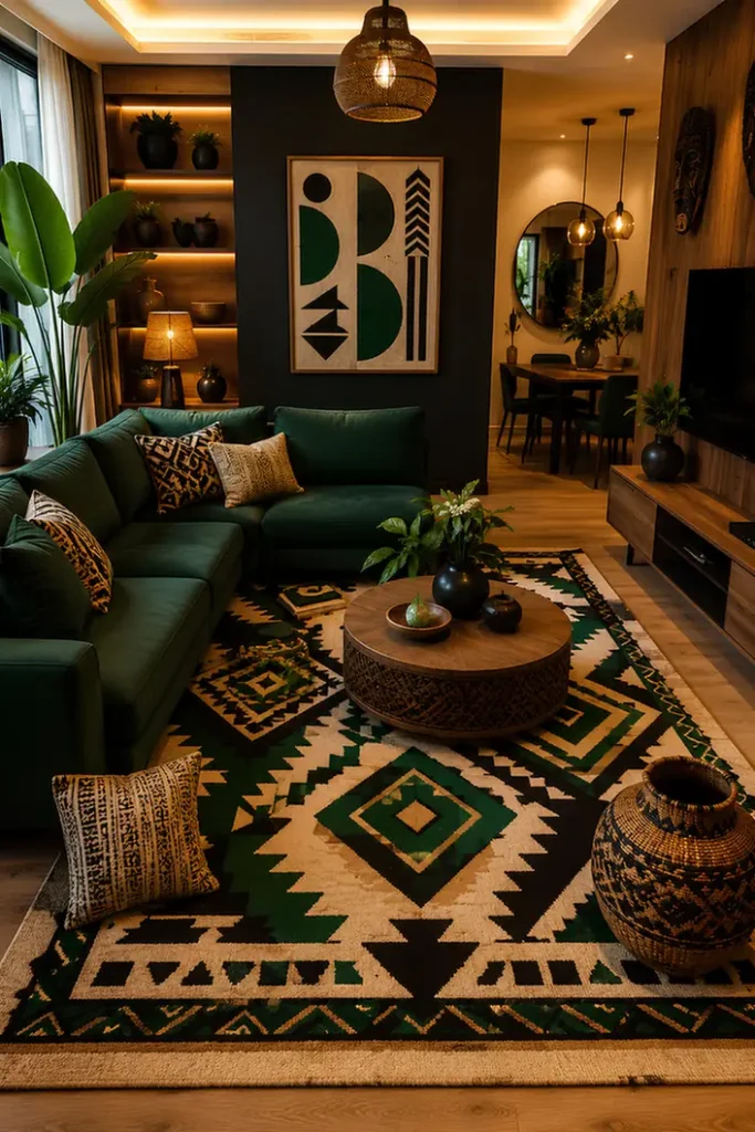 Room Anchored By A Statement Rug