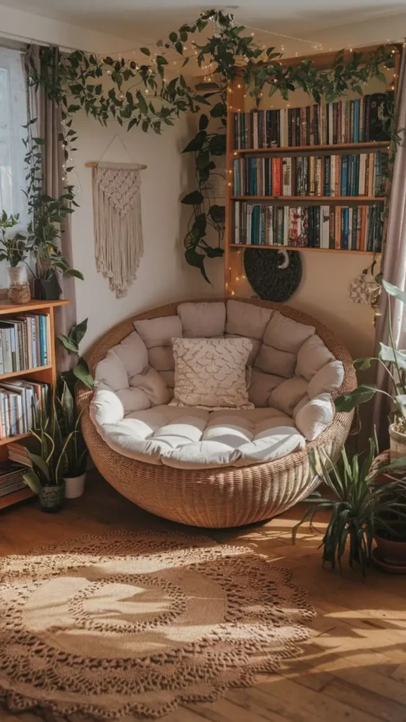 Round Rattan Nest for Reading