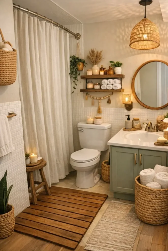 Sage Vanity Softens Small Bath