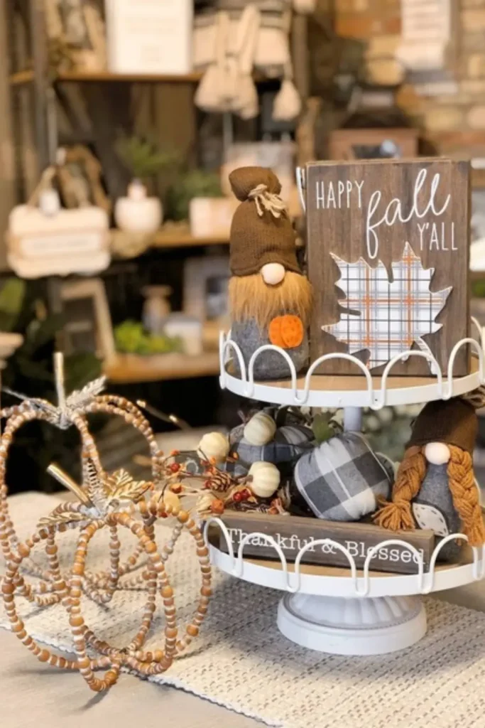 Scalloped Metal Trays With Gnomes