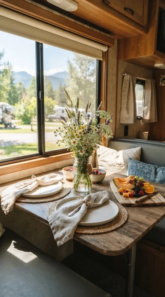 Set a Mason Jar and Wildflower Centerpiece on the Dinette Table