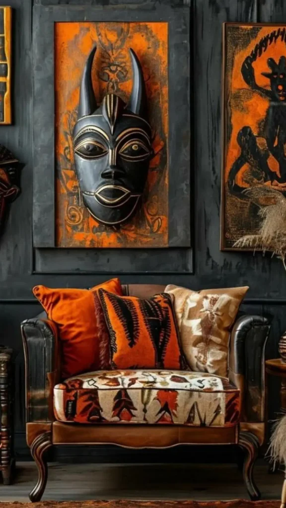 Statement Chair With African Masks
