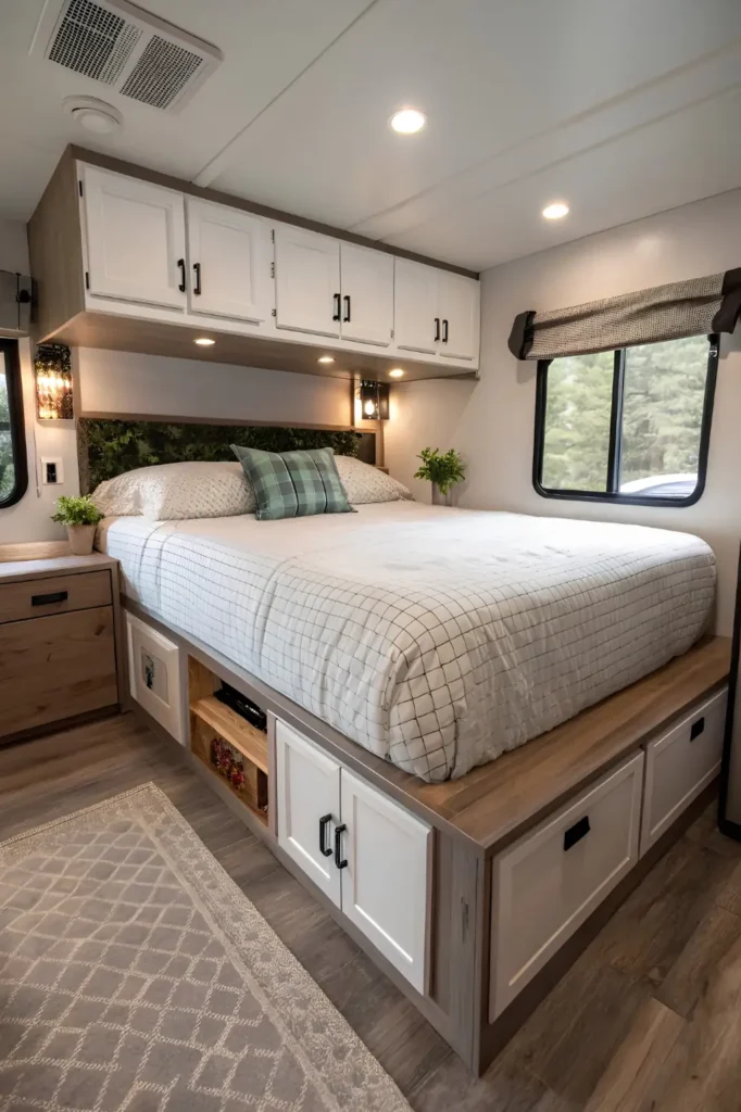 Elevated Storage Platform With Cabinet Doors