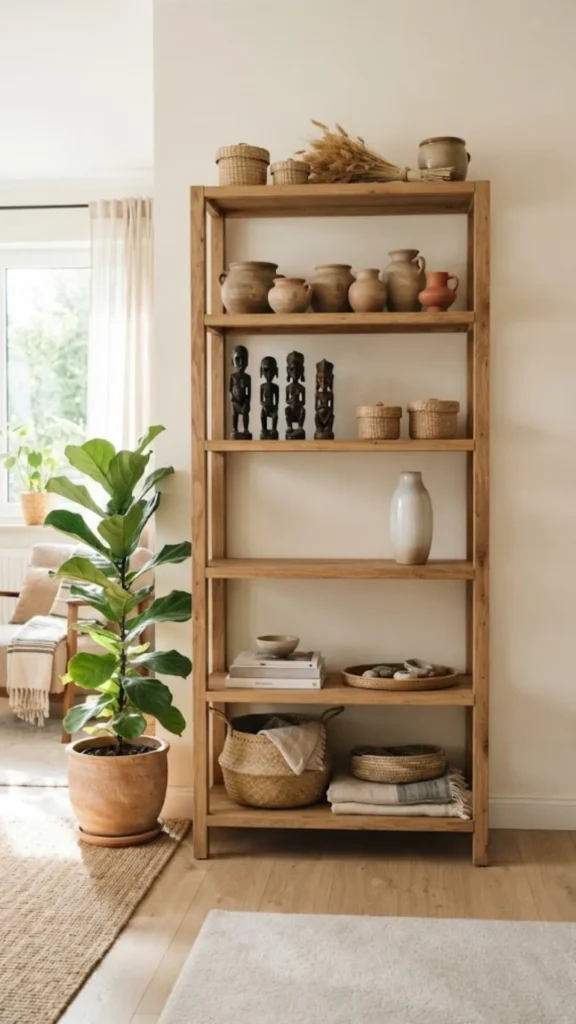Style Open Shelves With Pottery