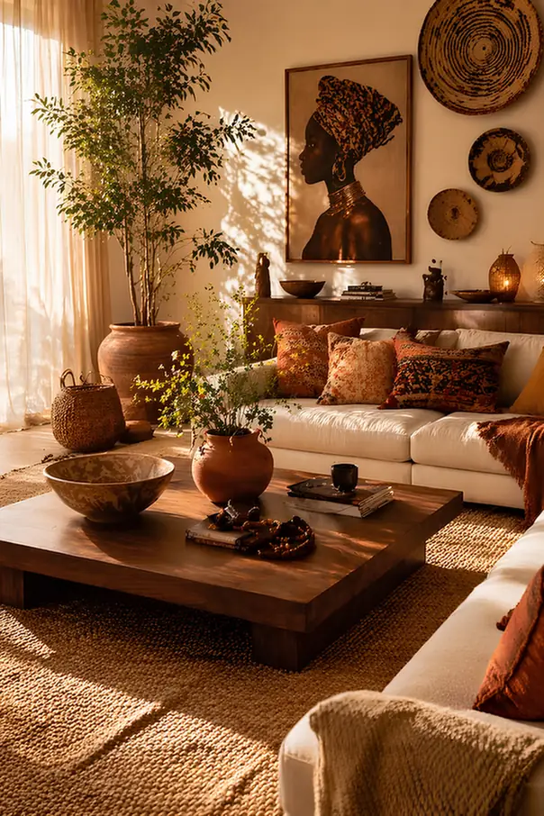 Sun-Drenched Room With Low Wood Table