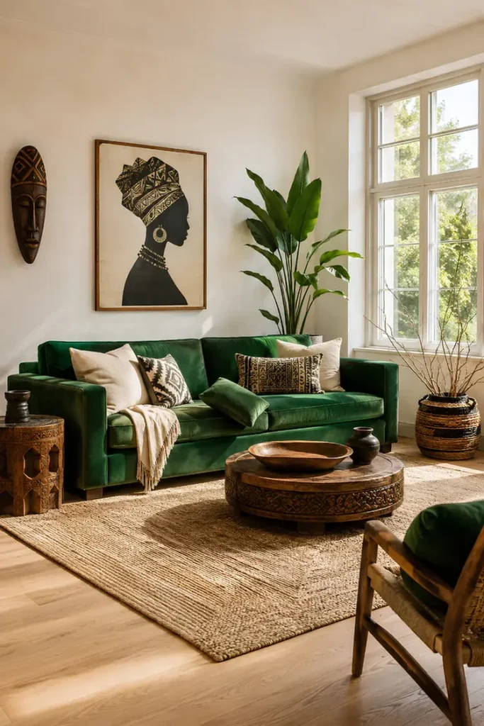 Sunlit Room In Green And Ivory