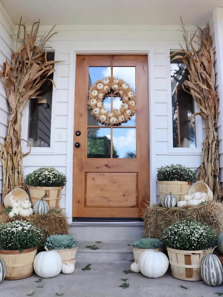 Symmetrical White Pumpkin Farmhouse