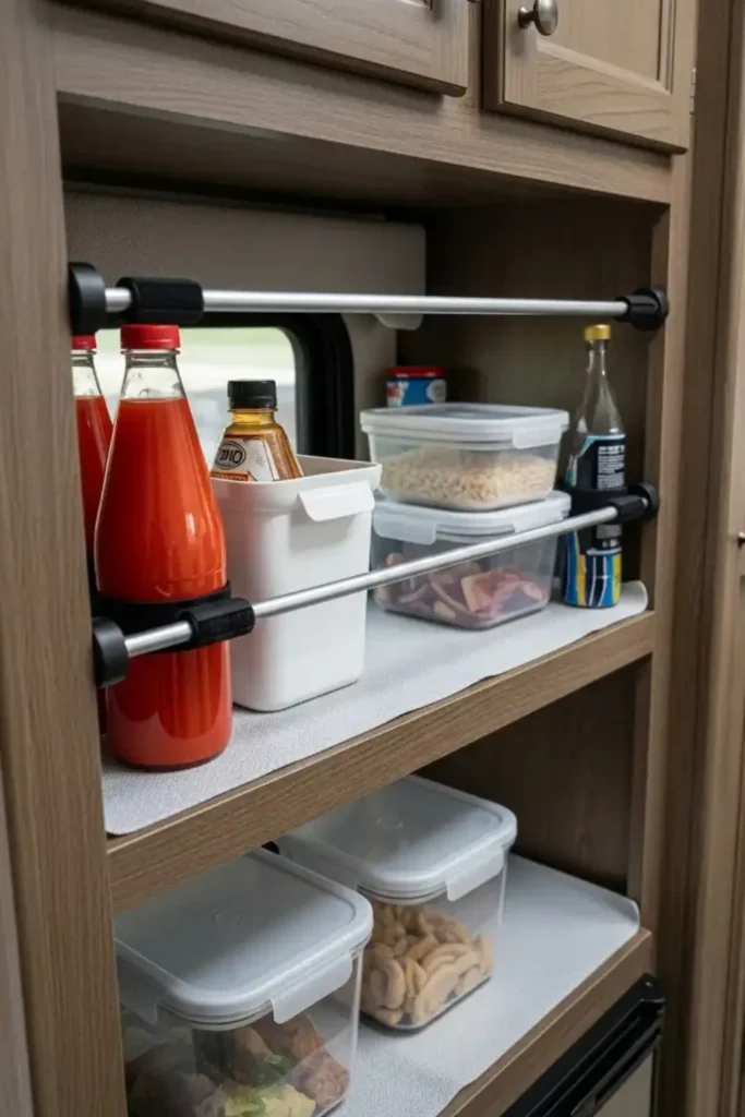 Tension Rods Lock Bottles In Place