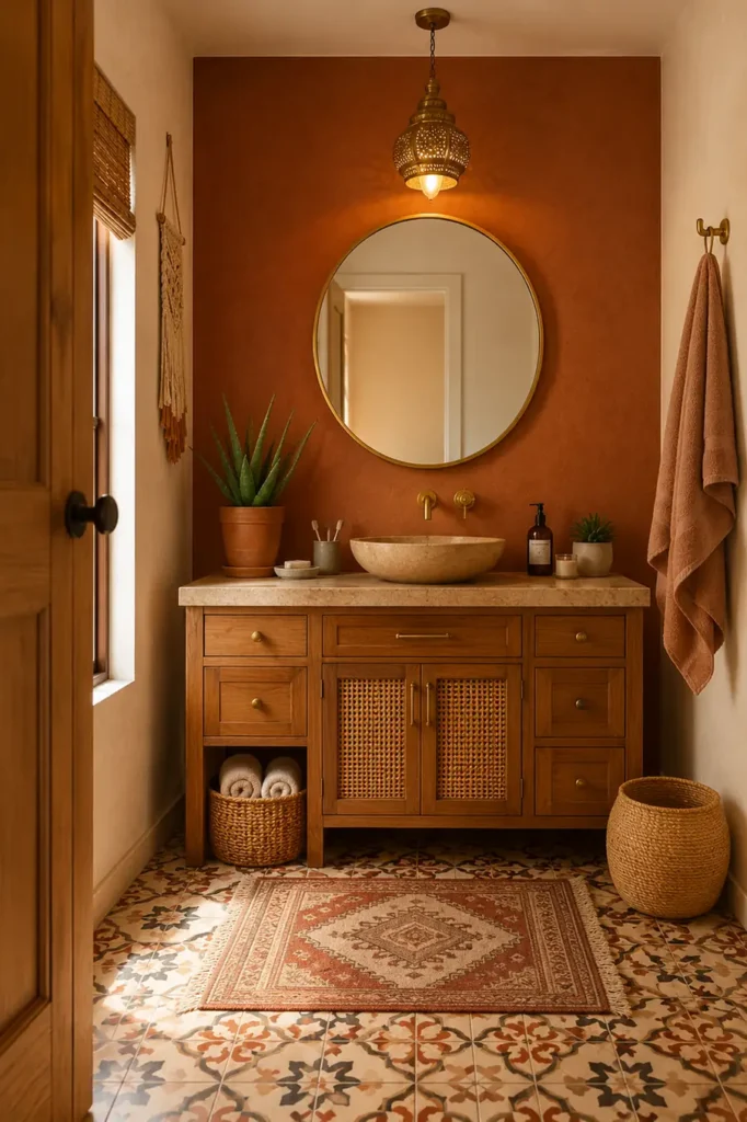 Terracotta Wall, Patterned Tile Floor