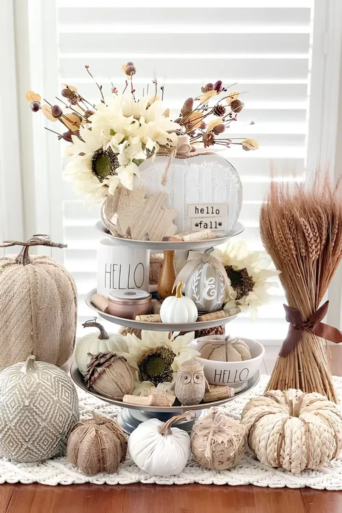 Textured Pumpkin Trio In Neutrals