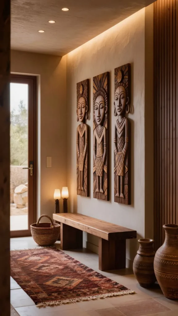 Three Carved Figures Stand Tall