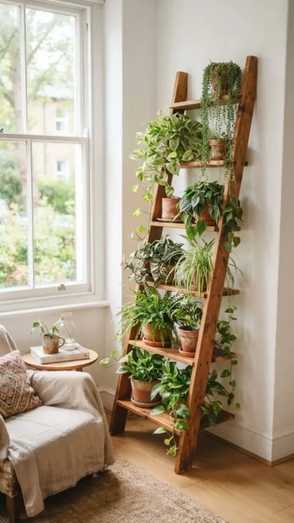 Tiered Ladder Shelf Plant Display