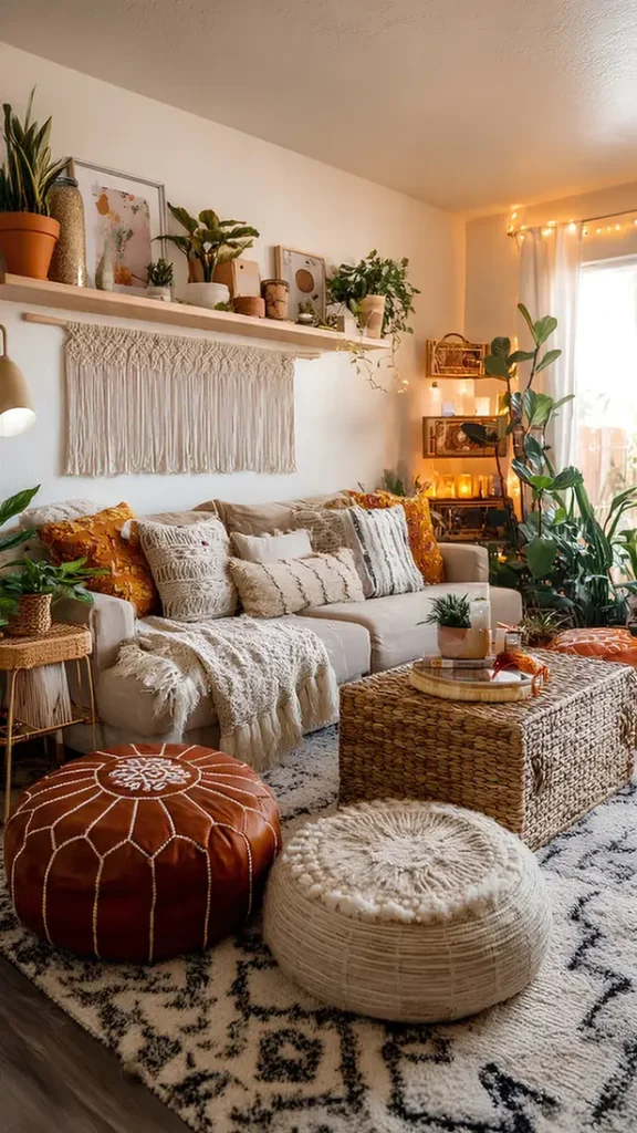 Two Poufs, One Rug