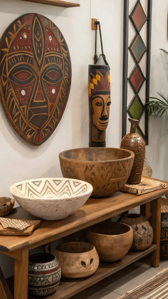 Two-Tier Console with Carved Bowls
