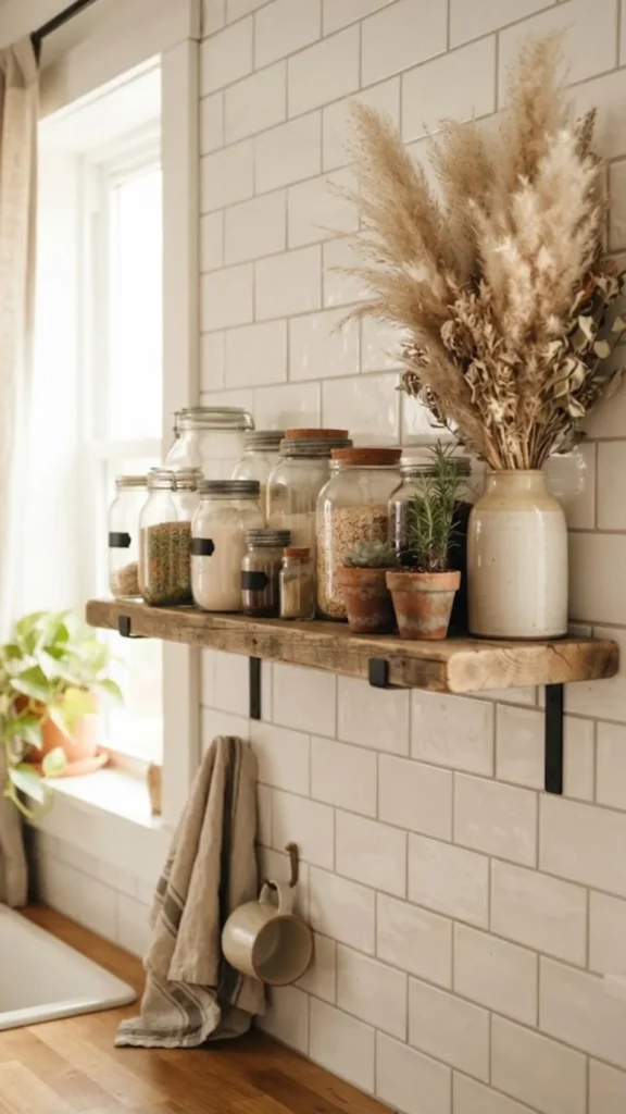 Vintage Glass Kitchen Shelf
