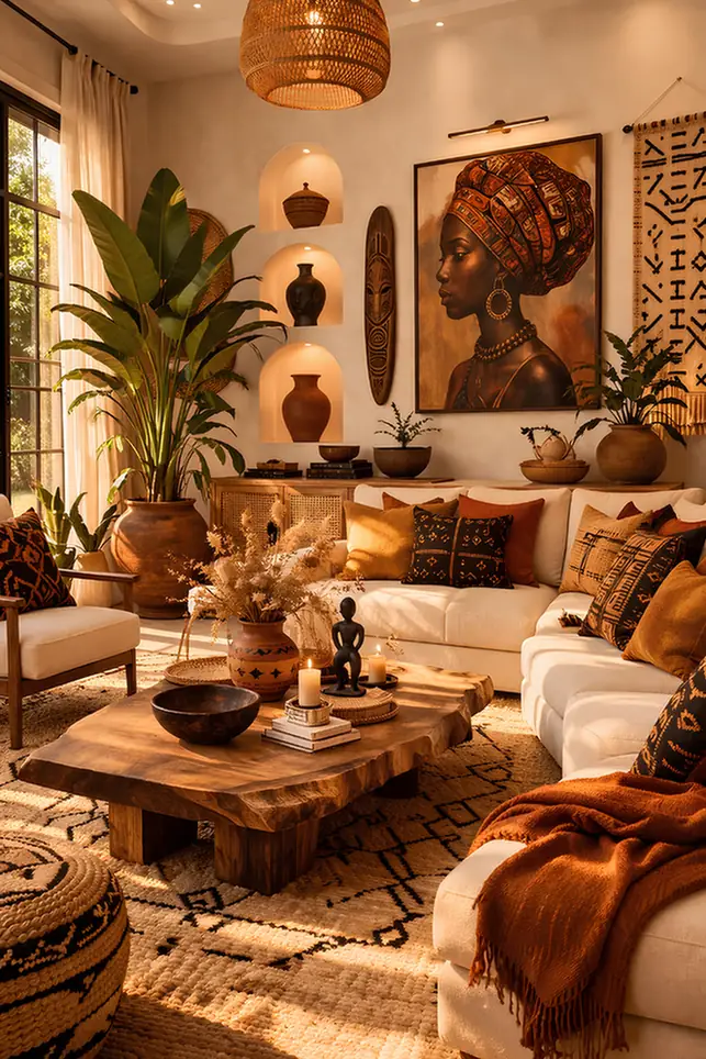 Warm Wood Tones Meet Bold Pattern